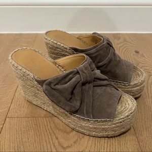 Marc Fisher Gray Bow Espadrille Wedges